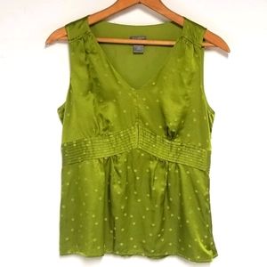 Ann Taylor lime green polkadot vneck top 4…